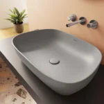 Vitra Outline Çanak Lavabo Tv Şekilli, 60x41 cm Armatür Deliksiz, Su Taşma Deliksiz, Clean, Mat Taş Gri - 5993B476-0016 - Çanak Lavabo - 5