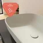 Vitra Outline Recycled Çanak Lavabo Tv Şekilli, 63x42 cm Armatür Deliksiz, Su Taşma Deliksiz, Mat Bej - 7993B066-0016 - Çanak Lavabo - 4