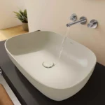 Vitra Outline Recycled Çanak Lavabo Tv Şekilli, 63x42 cm Armatür Deliksiz, Su Taşma Deliksiz, Mat Bej - 7993B066-0016 - Çanak Lavabo - 8