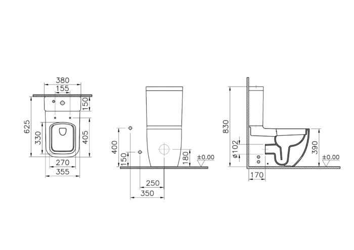 Vitra S25 Square Takım Klozet Seti, Beyaz - 9892B003-7201 - Takım Klozet - 2