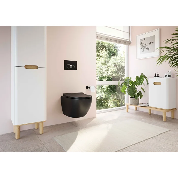Vitra Sento Asma Klozet Rim-ex, Gizli Montajlı, Kompakt, 50 cm Taharet Borulu, Taharet Borusu Girişi Sıva Altı Uygulamalı, Mat Siyah - 7747B083-0559 - Asma Klozet - 4