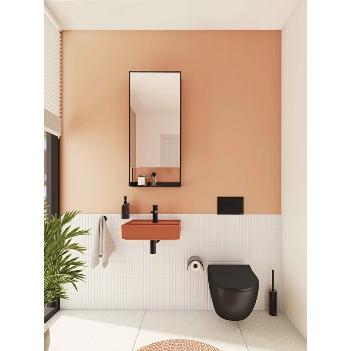 Vitra Sento Asma Klozet Rim-ex, Gizli Montajlı, Kompakt, 50 cm Taharet Borulu, Taharet Borusu Girişi Sıva Altı Uygulamalı, Mat Siyah - 7747B083-0559 - Asma Klozet - 6