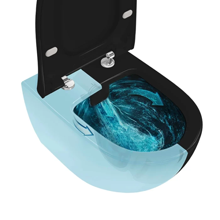 Vitra Sento Asma Klozet Rim-ex, Gizli Montajlı, Kompakt, 50 cm Taharet Borulu, Taharet Borusu Girişi Sıva Altı Uygulamalı, Mat Siyah - 7747B083-0559 - Asma Klozet - 7