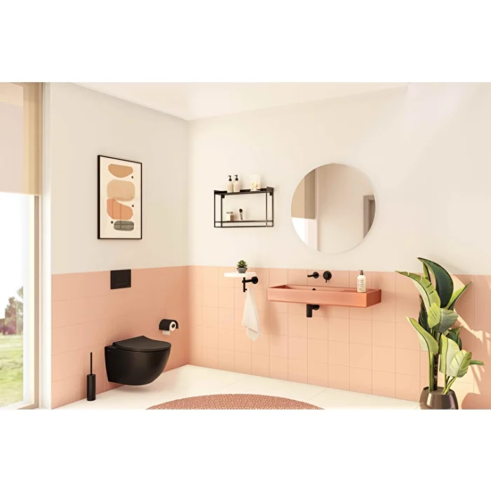 Vitra Sento Asma Klozet Rim-ex, Gizli Montajlı, Kompakt, 50 cm Taharet Borulu, Taharet Borusu Girişi Sıva Altı Uygulamalı, Mat Siyah - 7747B083-0559 - Asma Klozet - 8