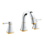 Grohe Grandera 3 Delikli Lavabo Bataryası 1/2″ M-Boyut, Krom/Altın - 20624IG0 - Üç Delikli Lavabo Bataryası