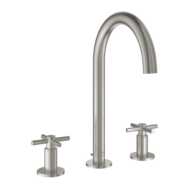Grohe Atrio 3 Delikli Lavabo Bataryası L-Boyut, Paslanmaz Çelik - 20643DC0 - Üç Delikli Lavabo Bataryası