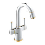 Grohe Grandera Tek Delikli Lavabo Bataryası 1/2″ L-Boyut, Krom/Altın