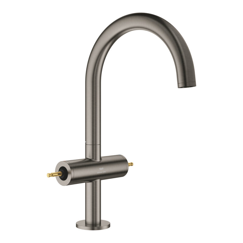 Grohe Atrio Private Collection Tek Delikli Lavabo Bataryası 1/2″ L-Boyut, Brushed Hard Graphite - 21134AL0 - Çanak Lavabo Bataryası