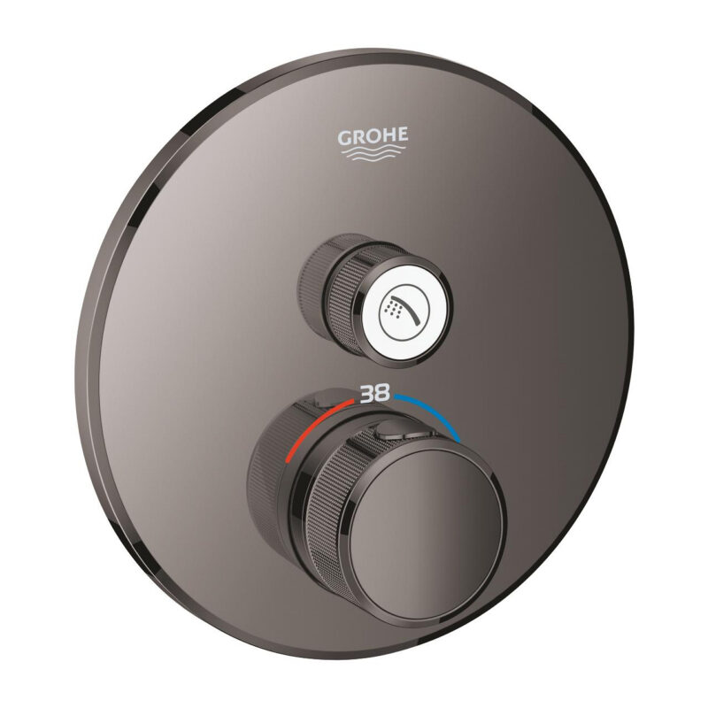 Grohe Grohtherm SmartControl Tek Valfli Akış Kontrollü, Ankastre Termostatik Duş Bataryası, Hard Graphite - 29118A00 - Duş Bataryası