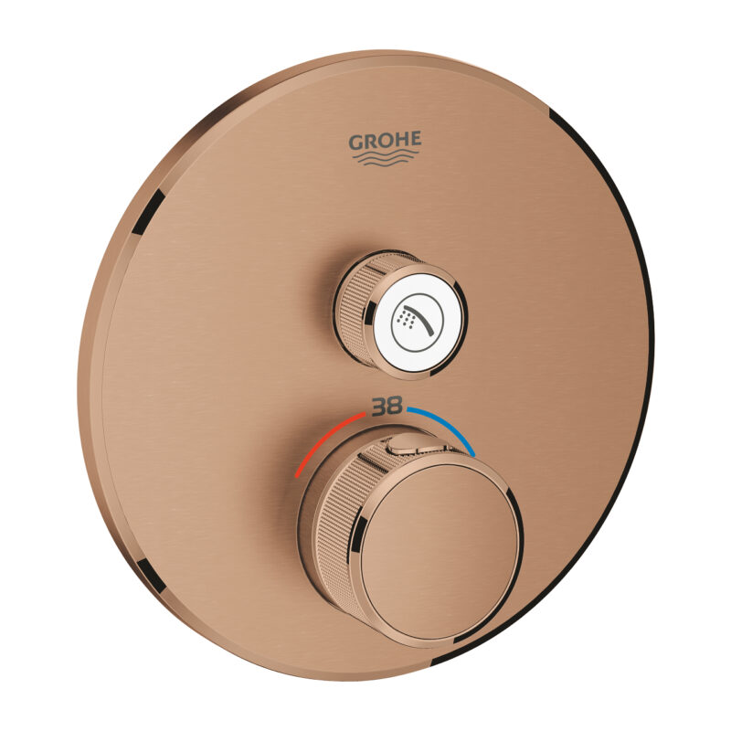 Grohe Grohtherm SmartControl Tek Valfli Akış Kontrollü, Ankastre Termostatik Duş Bataryası, Brushed Warm Sunset - 29118DL0 - Duş Bataryası