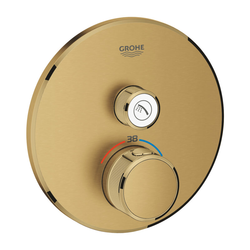 Grohe Grohtherm SmartControl Tek Valfli Akış Kontrollü, Ankastre Termostatik Duş Bataryası, Brushed Cool Sunrise - 29118GN0 - Duş Bataryası