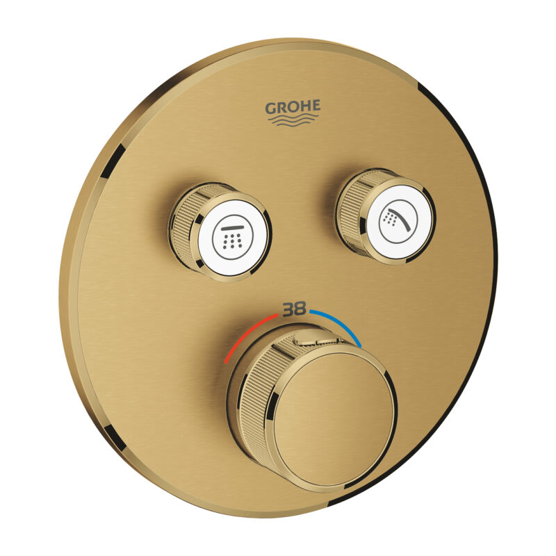 Grohe Grohtherm SmartControl Çift Valfli Akış Kontrollü, Ankastre Termostatik Duş Bataryası, Brushed Cool Sunrise - 29119GN0 - Duş Bataryası