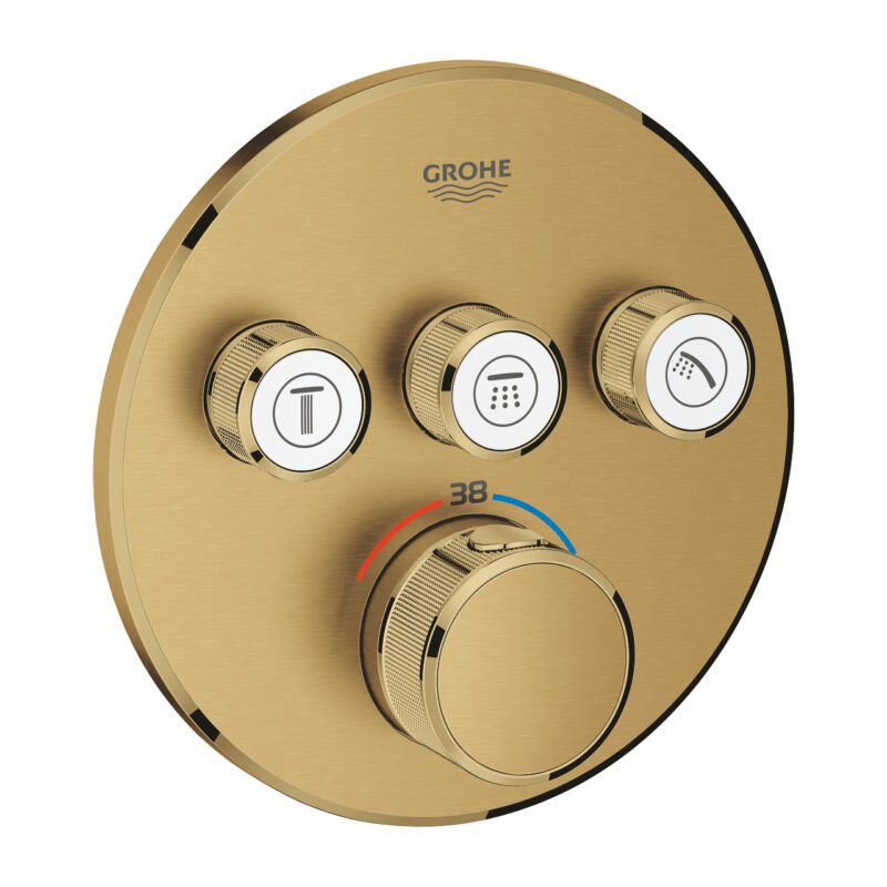 Grohe Grohtherm SmartControl Üç Valfli Akış Kontrollü, Ankastre Termostatik Duş Bataryası, Brushed Cool Sunrise - 29121GN0 - Duş Bataryası