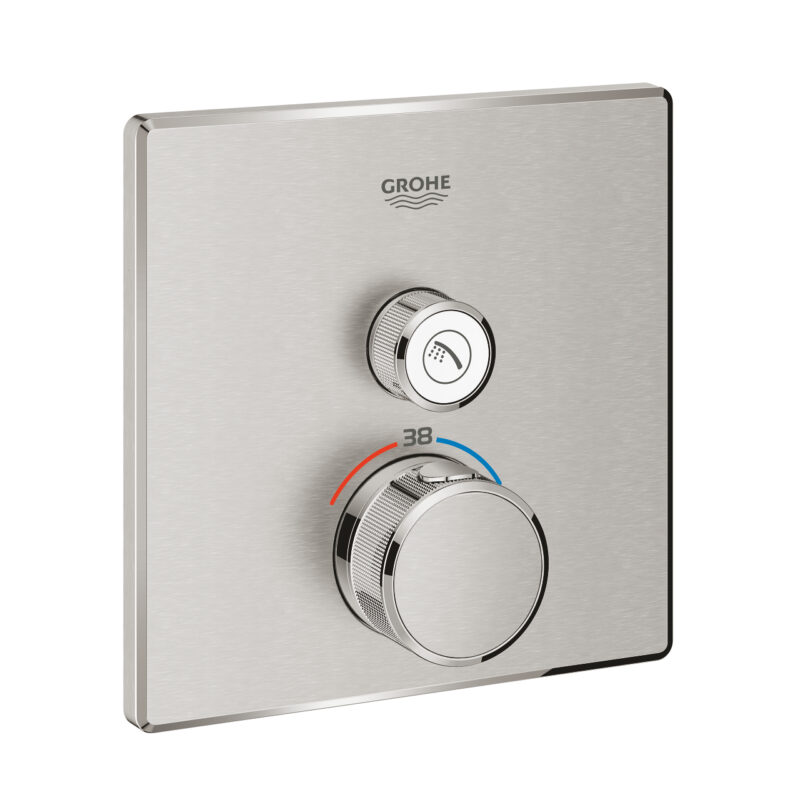 Grohe Grohtherm SmartControl Tek Valfli Akış Kontrollü, Ankastre Termostatik Duş Bataryası, Paslanmaz Çelik - 29123DC0 - Duş Bataryası