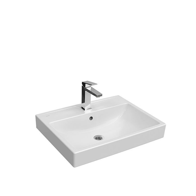 7895B003_0001-1.jpg Vitra Integra Square Lavabo Dikdörtgen, 60x46 cm, Beyaz - Görsel 1