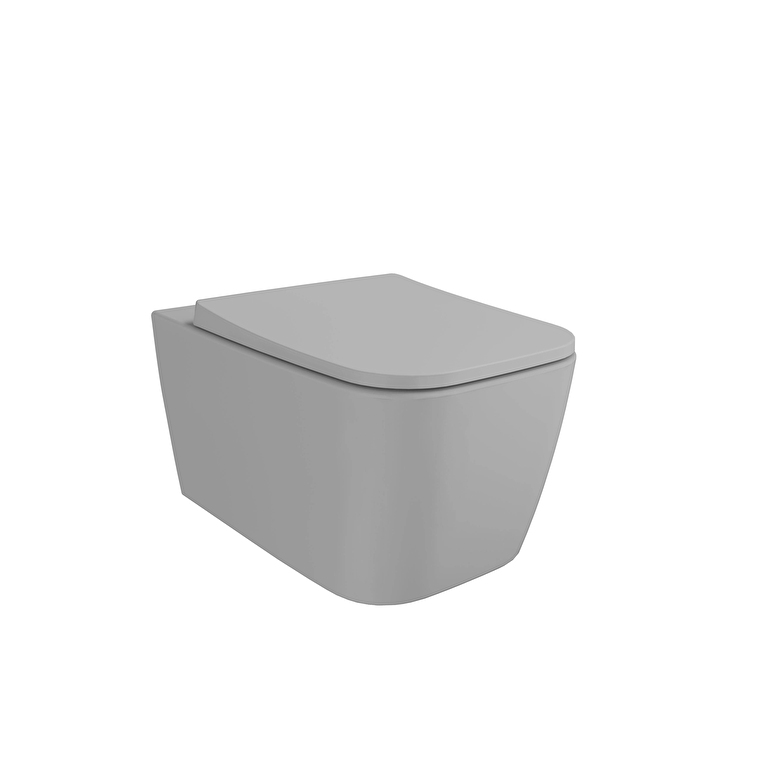 7906B483_0090-1.jpg Vitra Metropole Square Asma Klozet Quantumflush, Gizli Montajlı, 56 cm, Mat Taş Gri - Görsel 1