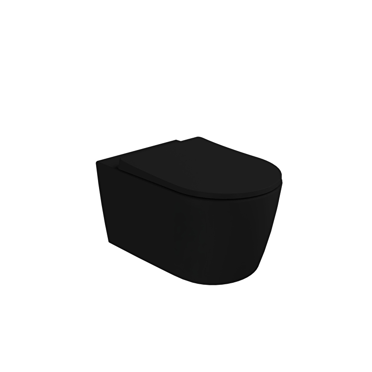 7910B483_0090-1.jpg Vitra Metropole Round Asma Klozet Quantumflush, Gizli Montajlı, 56 cm, Mat Siyah - Görsel 1