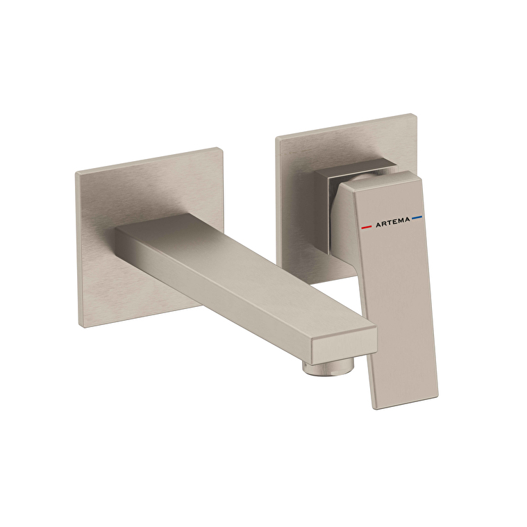 A4359234-1.jpg Vitra Minimax Square Ankastre Lavabo Bataryası, Kısa (Sıva Üstü Grubu), Fırçalı Nikel - Görsel 1