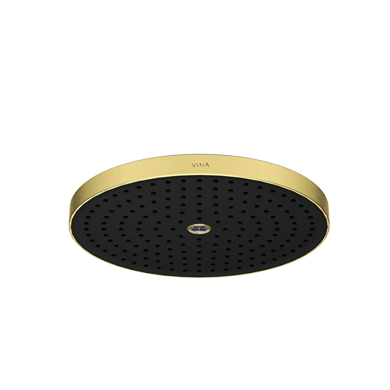 A4592225-1.jpg Vitra Prime Round Duş Başlığı 2 Fonksiyonlu 30 cm, Fırçalı Altın - Görsel 1