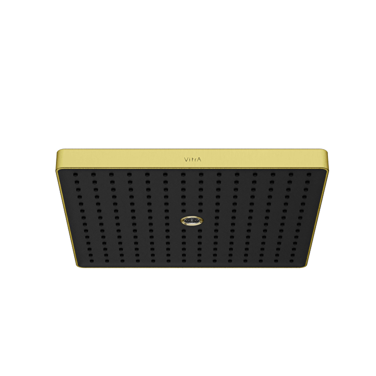 A4592325-1.jpg Vitra Prime Square Duş Başlığı 2 Fonksiyonlu 30 cm, Fırçalı Altın - Görsel 1
