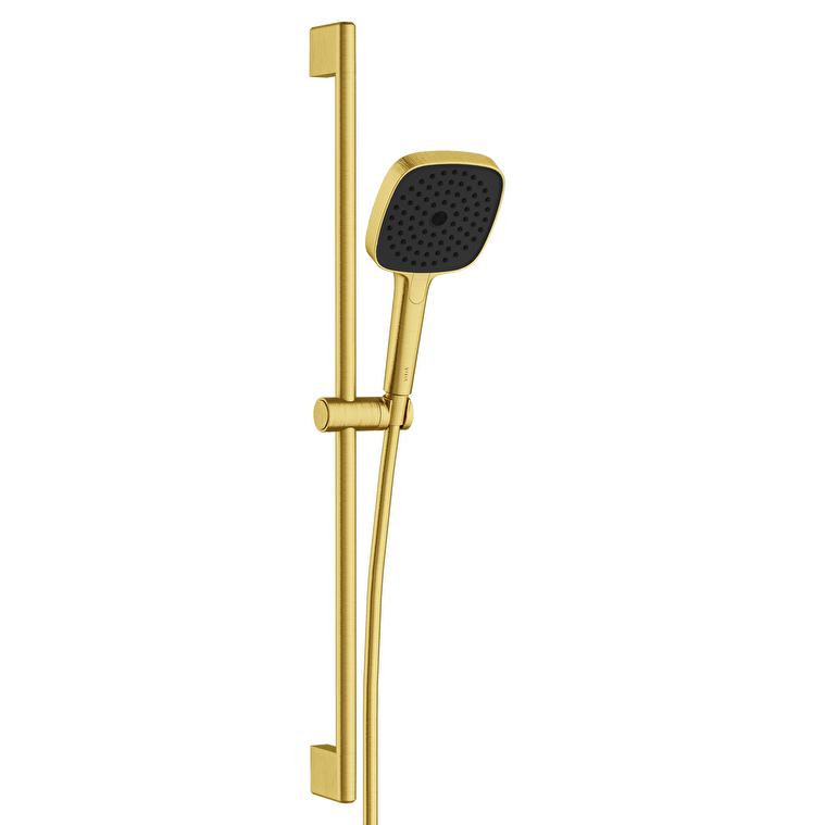 Vitra Prime Square Sürgülü El Duşu Takımı, 3 Fonksiyonlu 13 cm, Fırçalı Altın - A4592825 - El Duşu Takımı