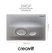 Creavit Drop Mat Gri Boyalı Kumanda Paneli - GP2002.00 - Kumanda Panelleri (Gömme Rezervuar Butonları)