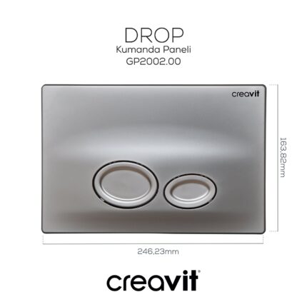 Creavit Drop Mat Gri Boyalı Kumanda Paneli - GP2002.00 - Kumanda Panelleri (Gömme Rezervuar Butonları)