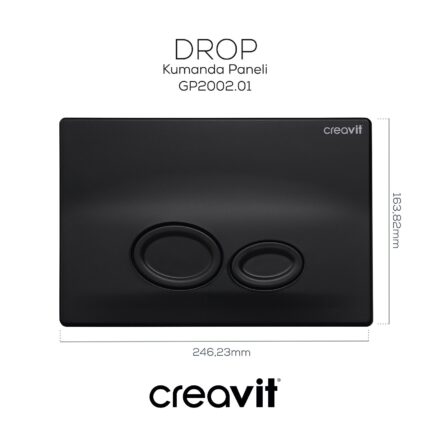 Creavit Drop Mat Siyah Boyalı Kumanda Paneli - GP2002.01 - Kumanda Panelleri (Gömme Rezervuar Butonları)