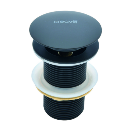 Creavit Lavabo Sifon Başlığı Pop-Up Taşmasız Mat Siyah - SFU.SF030.SYM - Basmalı Sifon , Gider (Pop-Up)