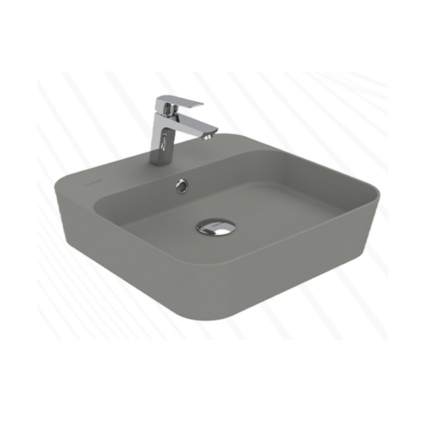 Creavit Loop Kare Masa Üstü İnce Çanak Lavabo 45 cm Extra Cool Grey - LP046-00CG00E-0000 - Çanak Lavabo