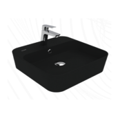 Creavit Loop Kare Masa Üstü İnce Çanak Lavabo 45 cm Extra Kömür Karası - LP046-00KK00E-0000 - Çanak Lavabo