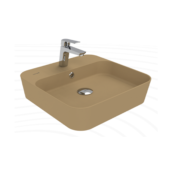 Creavit Loop Kare Masa Üstü İnce Çanak Lavabo 45 cm Extra Mat Cappuccino - LP046-00CM00E-0000 - Çanak Lavabo