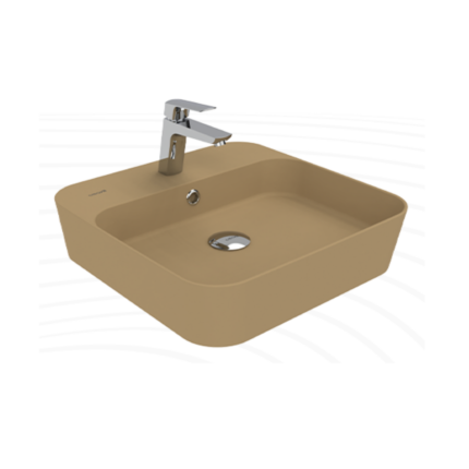 Creavit Loop Kare Masa Üstü İnce Çanak Lavabo 45 cm Extra Mat Cappuccino - LP046-00CM00E-0000 - Çanak Lavabo