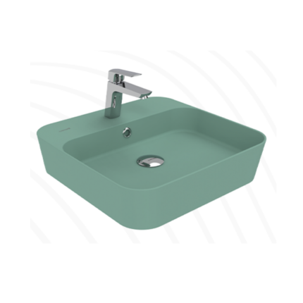 Creavit Loop Kare Masa Üstü İnce Çanak Lavabo 45 cm Nil Yeşili - LP046-00NY00E-0000 - Çanak Lavabo