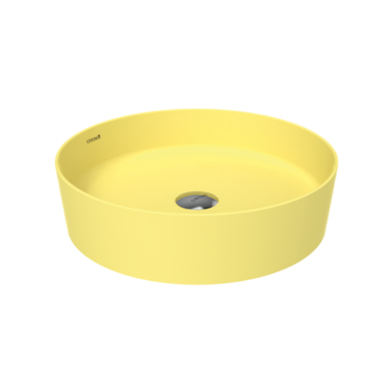 Creavit Loop Yuvarlak Masa Üstü Çanak Lavabo Ø45 cm Extra Limon Çiçeği - LP145-00LC00E-0000 - Çanak Lavabo