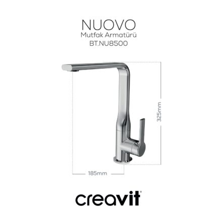 Creavit Nuovo Mutfak Armatürü Krom - BT.NU8500 - Mutfak Eviye Bataryası