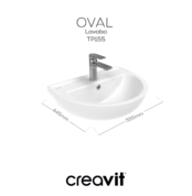 Creavit Oval Lavabo 40*50 cm Duvara Dayalı Beyaz - TP155-00CB00E-0000 - Standart Lavabo