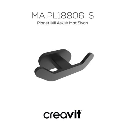 Creavit Planet İkili Askılık Mat Siyah - MA.PL18806-S - Askılık, Bornoz Askılığı