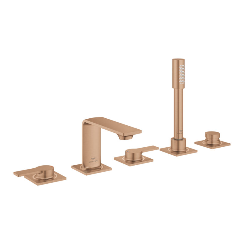 Grohe Allure 5 Delikli Küvet Bataryası, Brushed Warm Sunset - 25221DL1 - Ankastre Küvet Bataryası
