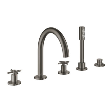 Grohe Atrio 5 Delikli Küvet Bataryası, Brushed Hard Graphite - 29408AL0 - Ankastre Küvet Bataryası