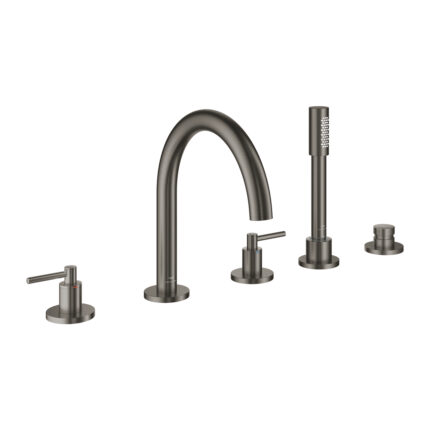 Grohe Atrio 5 Delikli Küvet Bataryası, Brushed Hard Graphite - 29407AL0 - Ankastre Küvet Bataryası