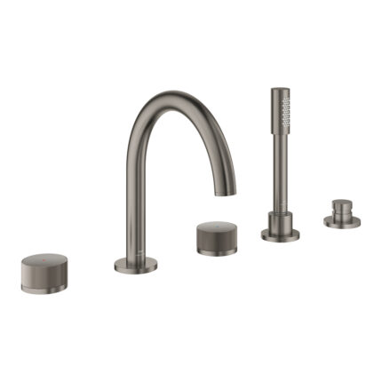 Grohe Atrio Private Collection 5 Delikli Küvet Bataryası, Brushed Hard Graphite - 25226AL0 - Ankastre Küvet Bataryası