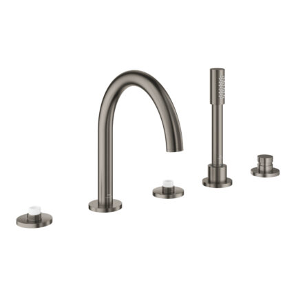 Grohe Atrio Private Collection 5 Delikli Küvet Bataryası, Brushed Hard Graphite - 25224AL0 - Ankastre Küvet Bataryası