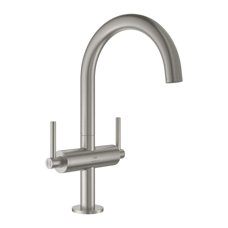 Grohe Atrio Tek Delikli Lavabo Bataryası 1/2″ L-Boyut, Paslanmaz Çelik - 21145DC0 - Çanak Lavabo Bataryası