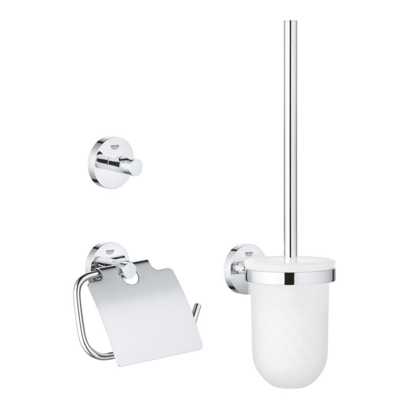 Grohe Essentials City 3'Ü 1 Arada Tuvalet Aksesuar Seti, Krom - 40407001 - Banyo Aksesuar Seti