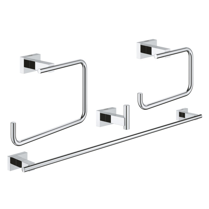 Grohe Essentials Cube 4'Ü Bir Arada Banyo Aksesuar Seti, Krom - 40778001 - Banyo Aksesuar Seti