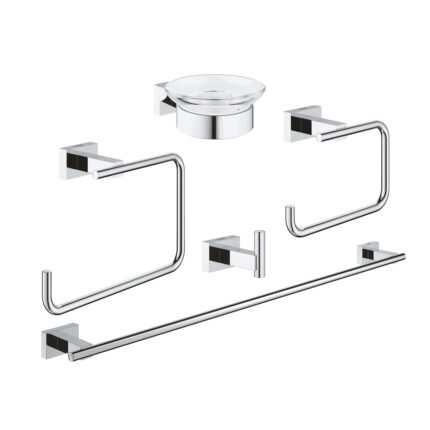 Grohe Essentials Cube 5'İ Bir Arada Banyo Aksesuar Seti, Krom - 40758001 - Banyo Aksesuar Seti