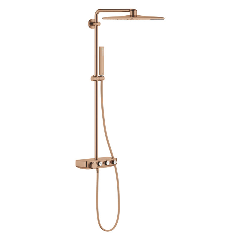 Grohe Euphoria SmartControl System 310 Cube Duvara Monte Termostatik Bataryalı Duş Sistemi, Brushed Warm Sunset - 26508DL0 - Duş Paneli ve Kolonu, Duş Setleri