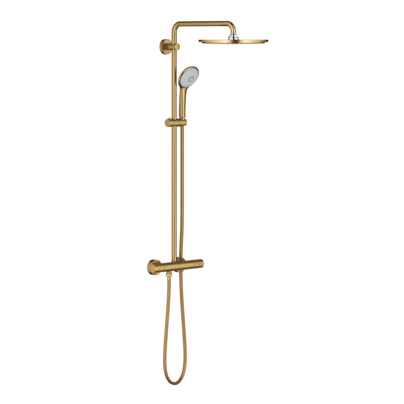 Grohe Euphoria System 310 Duvara Monte Termostatik Bataryalı Duş Sistemi, Brushed Cool Sunrise - 26075GN0 - Duş Paneli ve Kolonu, Duş Setleri