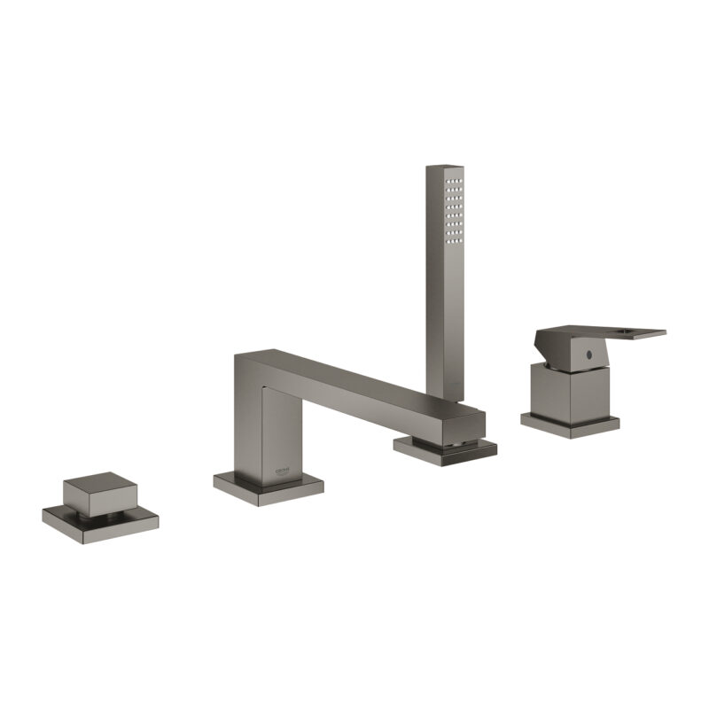 Grohe Eurocube Dört Delikli Küvet Bataryası, Brushed Hard Graphite - 19897AL1 - Ankastre Küvet Bataryası